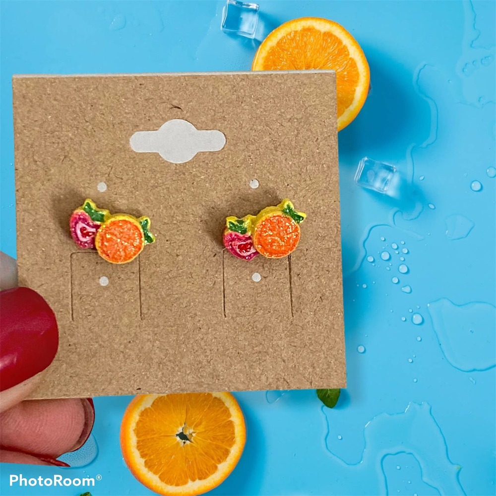 Summer earrings glitter stud earrings fruit orange slices